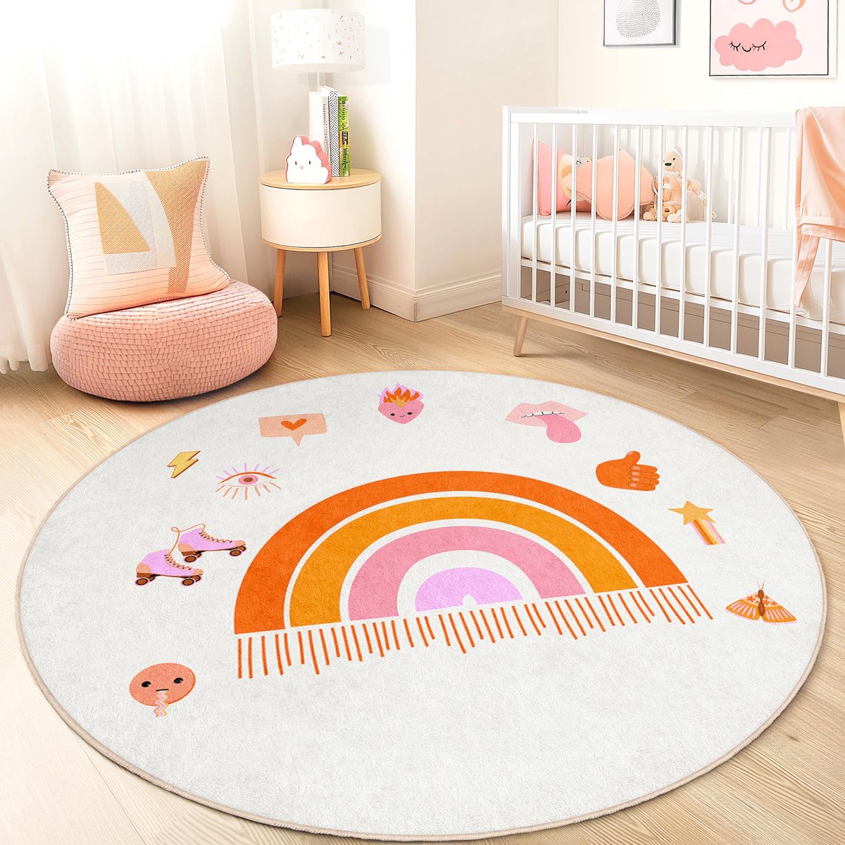 Mila Home - Kindertapijt Rond - Vloerkleed Kinderkamer Tapijt - Speeltapijt - Wasbaar - Antislip - OEKO-TEX Gecertificeerd - 667 2