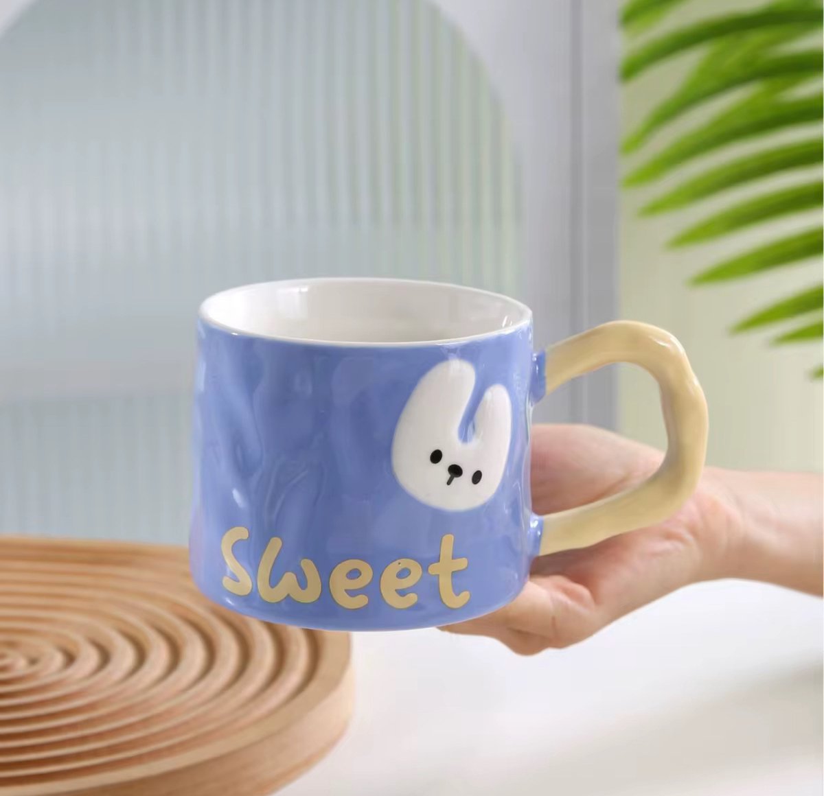 Sweet Keramische Mok – Blauw Beker met Konijntje – Schattige Cup - 410 ml