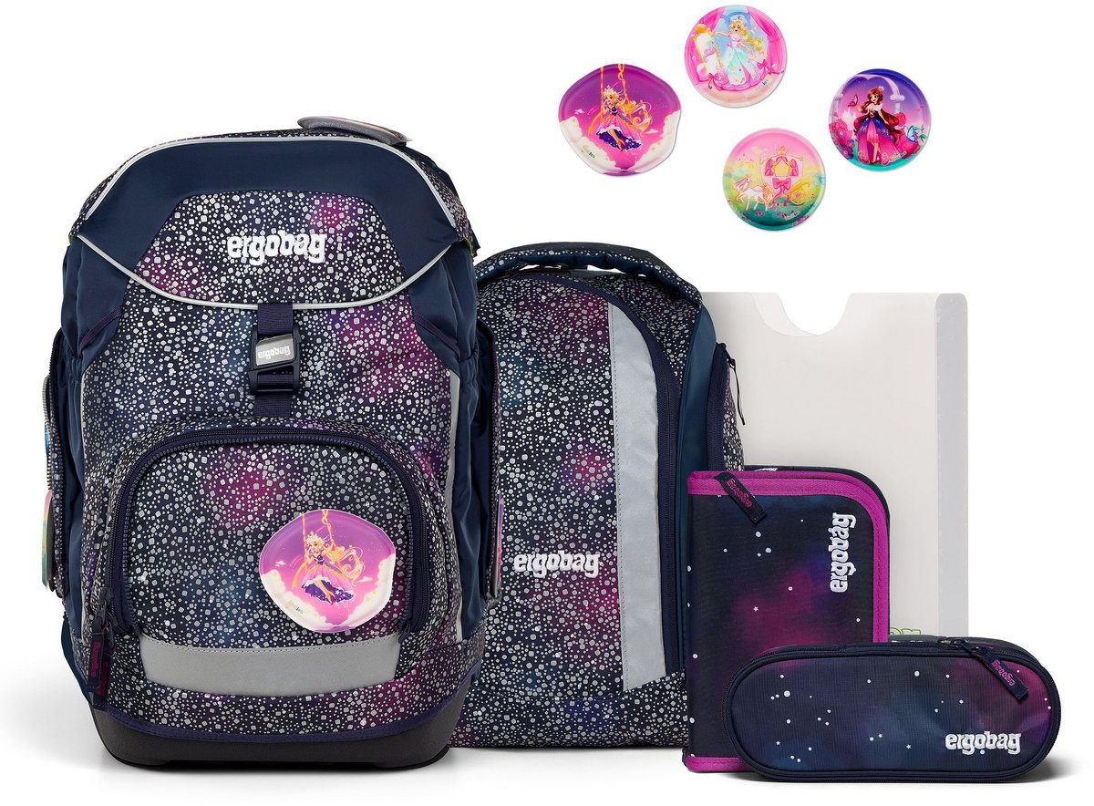 ergobag Schooltas Super Reflex Glow-Edition Pack-Set 6-delig Bärlaxy Donkerblauw