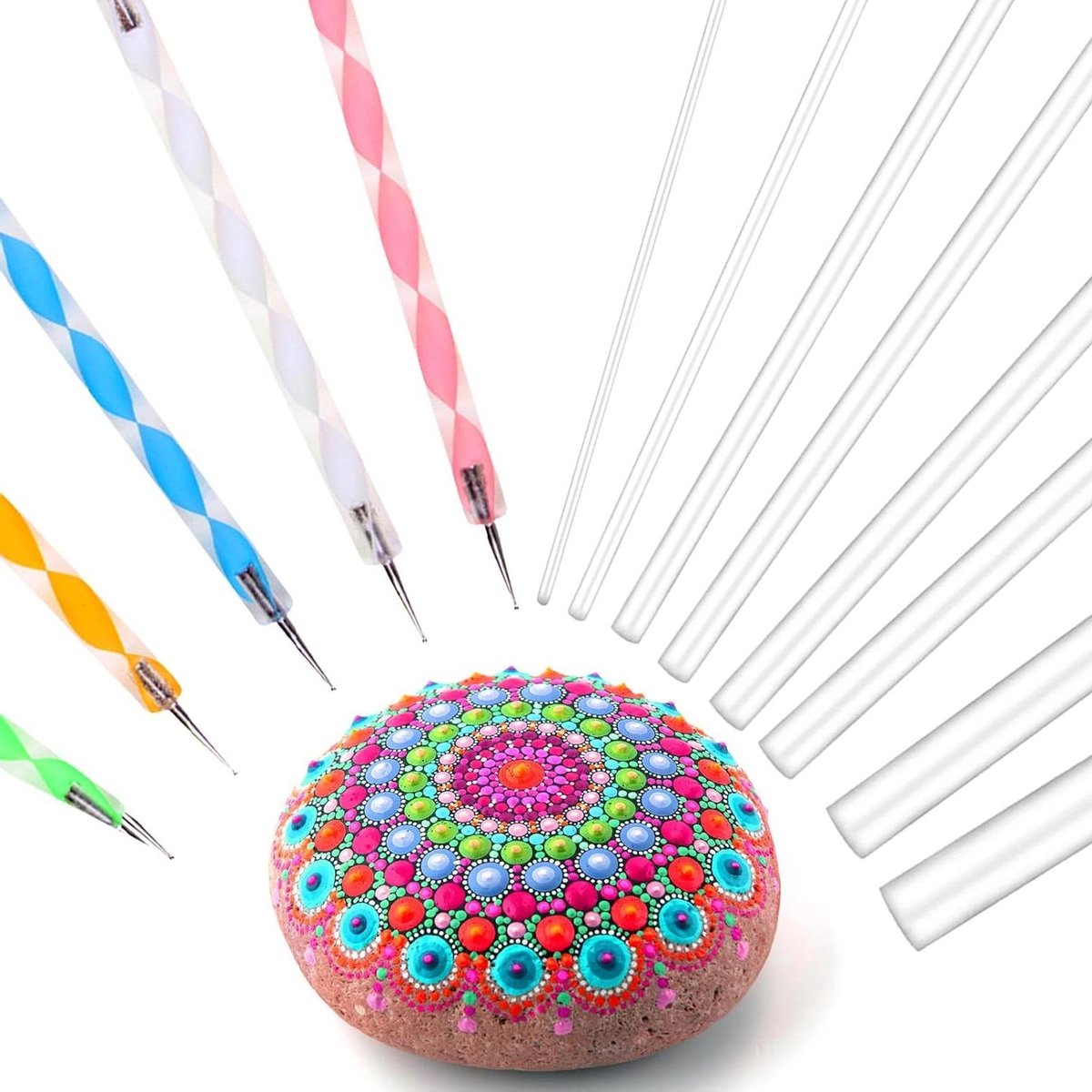 Ronte - Mandala Art Dotting Tools Set - Gereedschap voor Steen Schilderen - DIY Steen Tekenen Kit met Pennen.