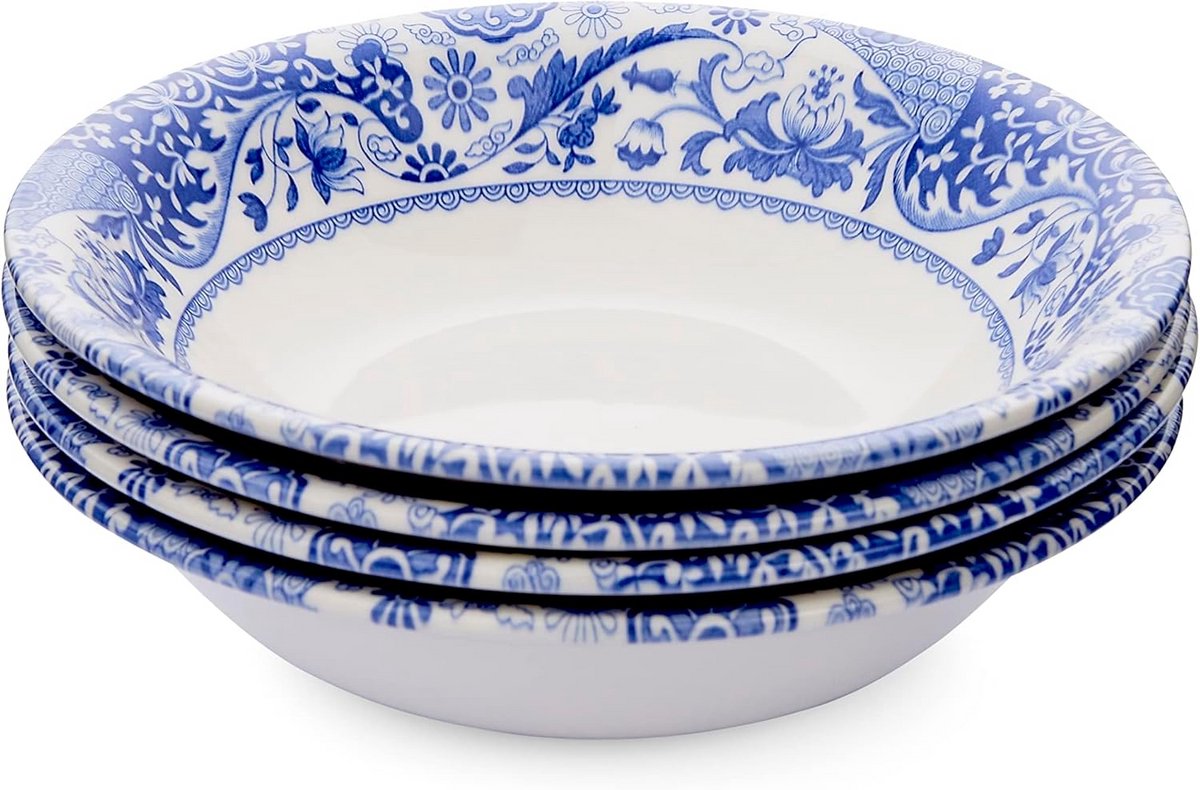 Set van 4 20cm ontbijtborden met blauw-wit dessin