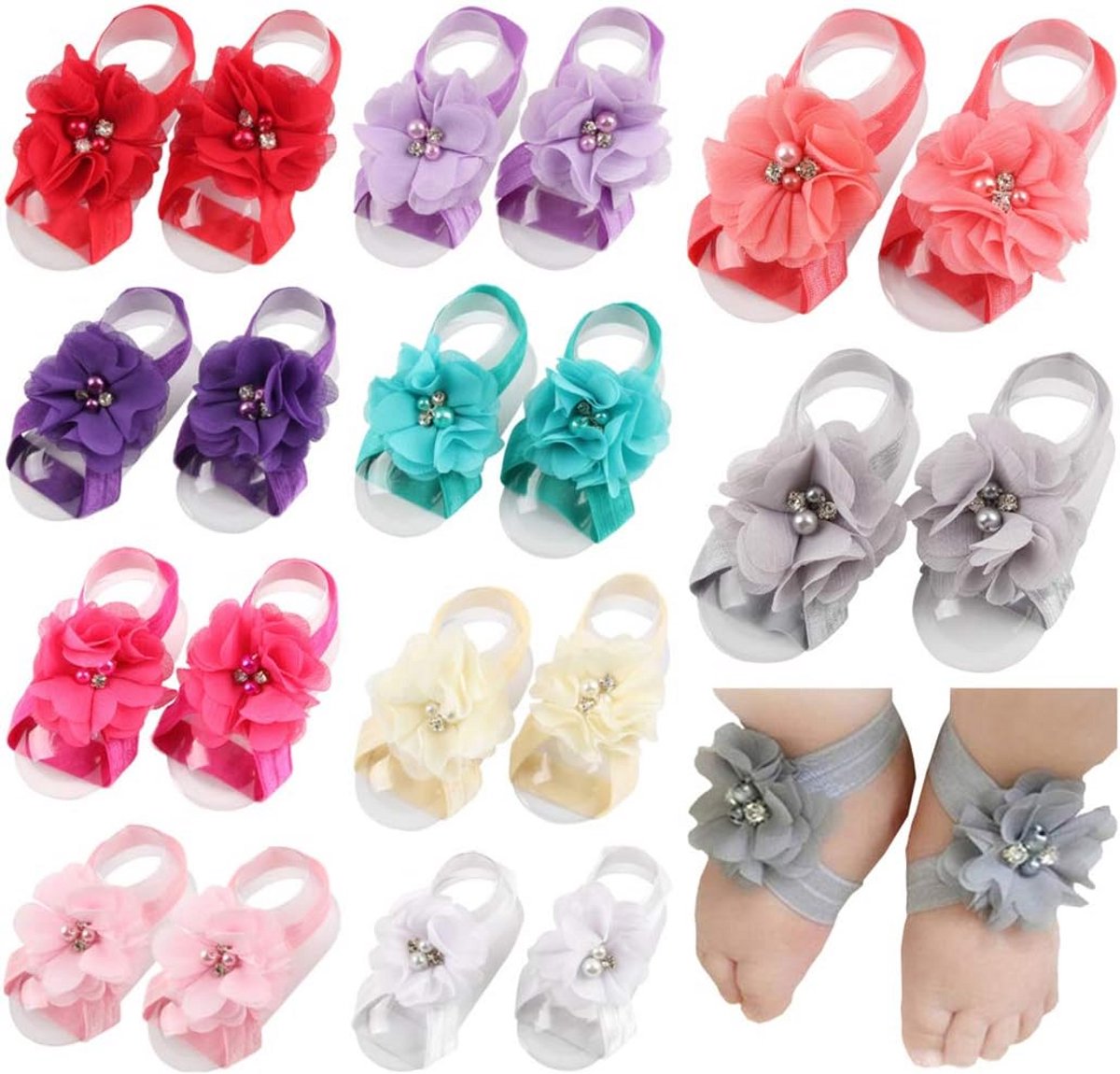 Barefoot Sandals voor Baby Meisjes met Bloemen