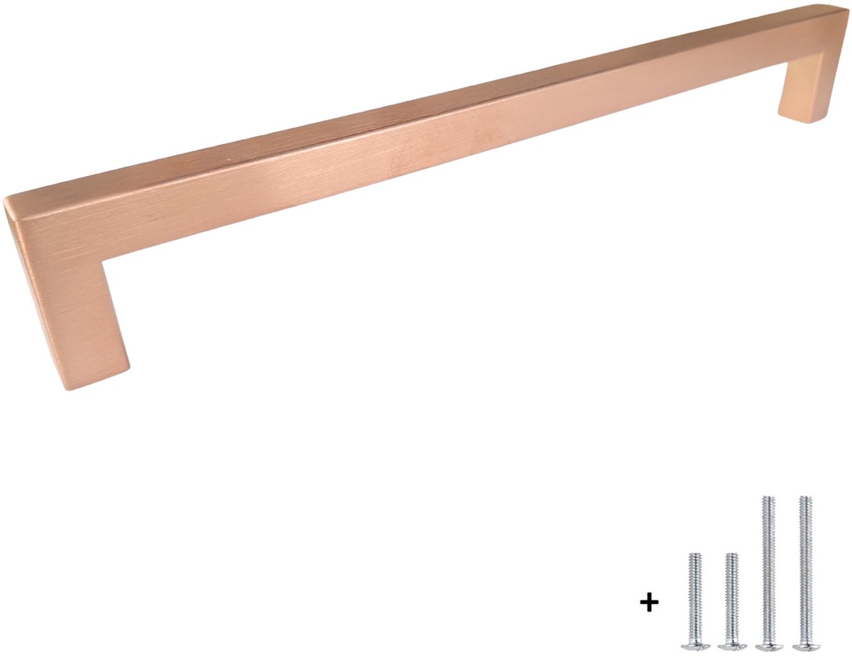 HOEXS Handgreep Rose Goud – 236mm | Hartafstand 224mm – Luxe Meubelgreep Rosé Gold – Handgreep Incl. 2 Boutlengtes