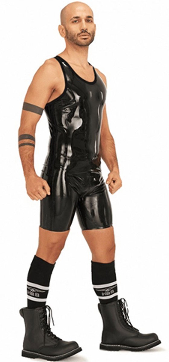 Mister b rubber muscle shirt black black medium