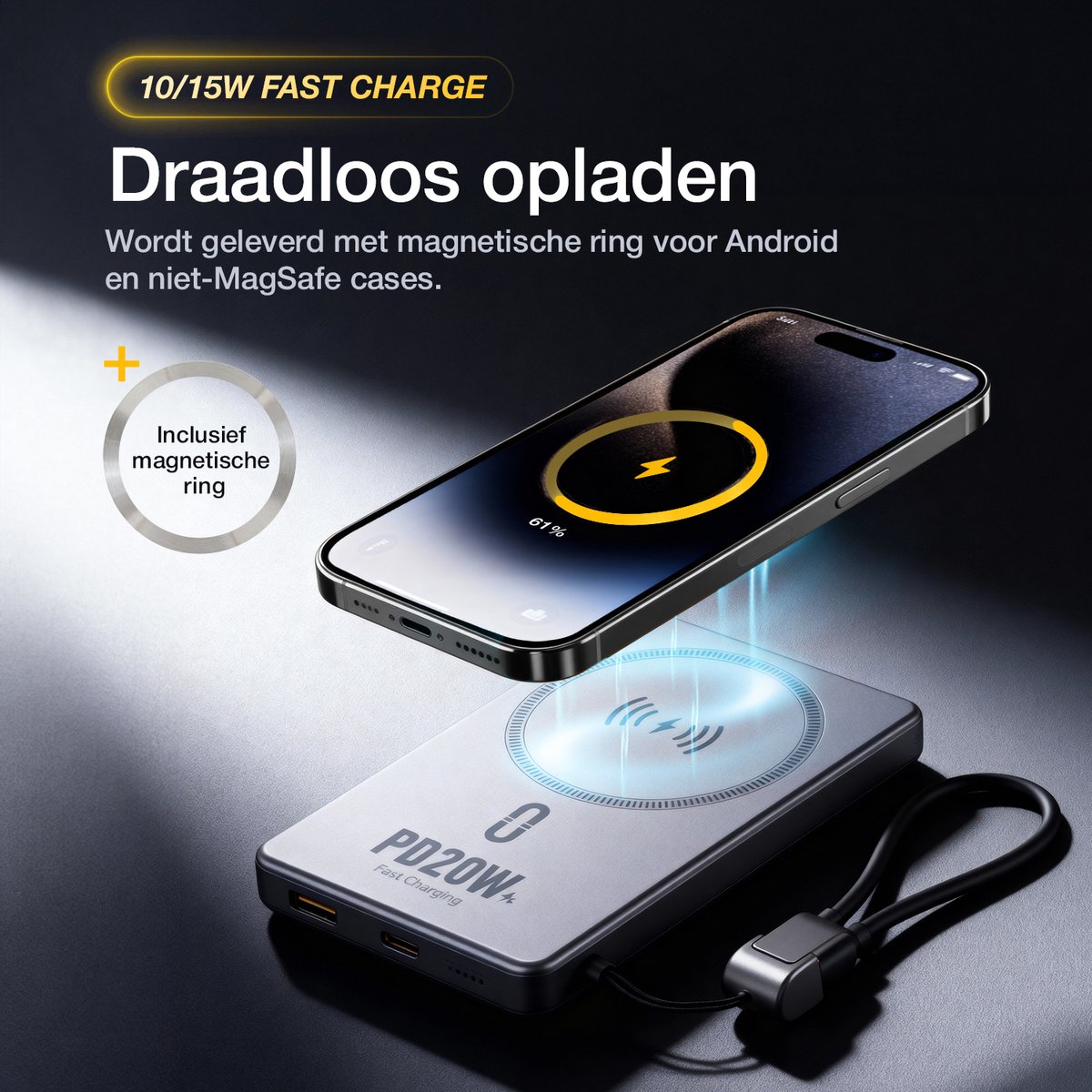 Sparcus MagSafe Powerbank 10000 mAh - Draadloze & - afbeelding 3