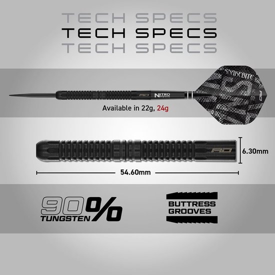 Red Dragon Peter Wright Black Mamba 90% - Dartpijlen van Red Dragon — afbeelding 2
