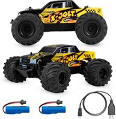 Overmax X-Jolt RC Auto – 20 km/u – Achterwielaandrijving, 2 Accu’s tot 30 min Rijtijd, Vering, Stootbumper, Offroad Banden, Plooibare Snelheidsregeling, Ergonomische Afstandsbediening – Racewagen voor Kinderen & Volwassenen - Bestuurbare Auto