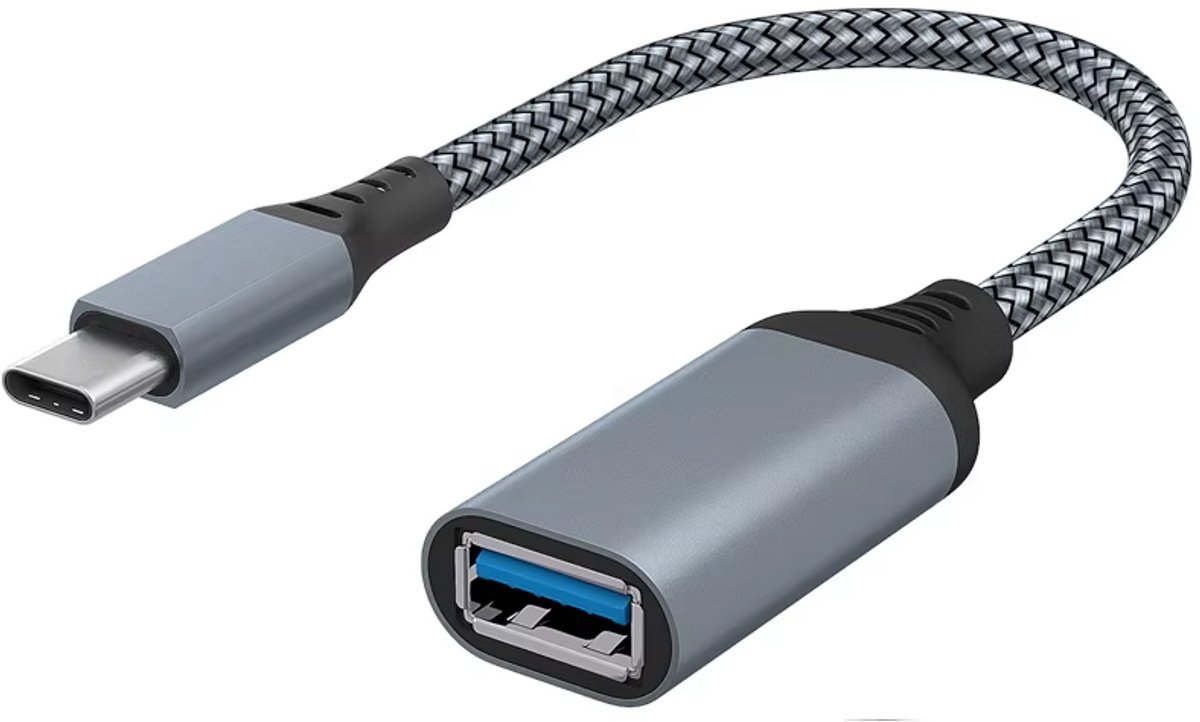 Nereb USB-C naar USB-A 3.0 Adapter OTG Converter - Grijs