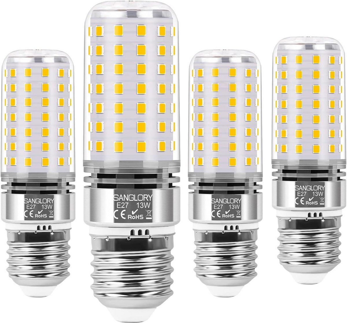 LED E27 Lamp 13 W, 1400 lm, 3000 K, 360°, niet dimbaar, 4 stuks