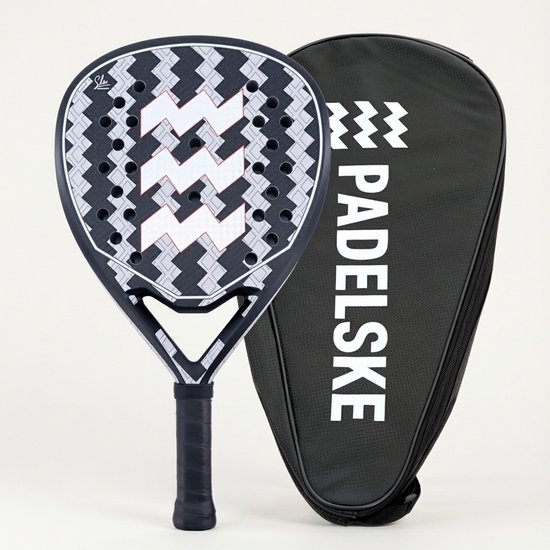 Padelske SKÔN 100% Carbon Padel Racket - Ruwe Sandcoating & 3D-afwerking - Druppelvormig - Inclusief Gratis Premium Padelhoes