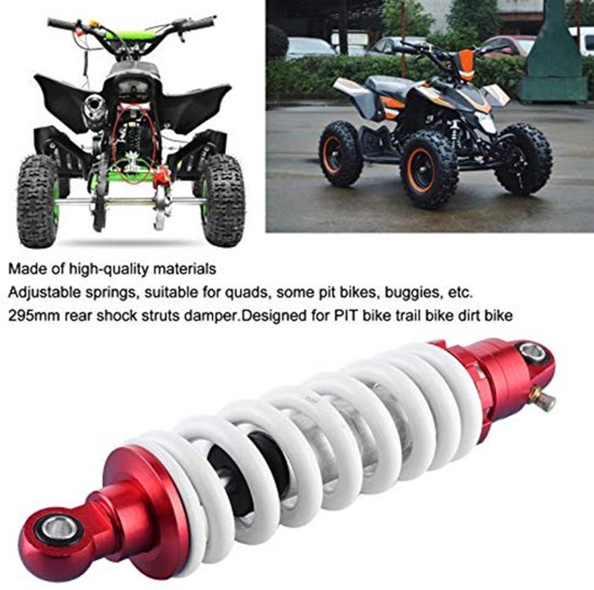 Universele StoÃŸdÃ¤mpfer - 295 mm - Achtervering voor PIT QUAD DIRT BIKE ATV BUGGY