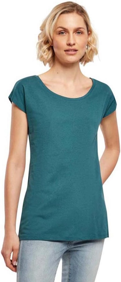 Dames T-shirt met Wijde Hals | Teal | Comfortabele Pasvorm