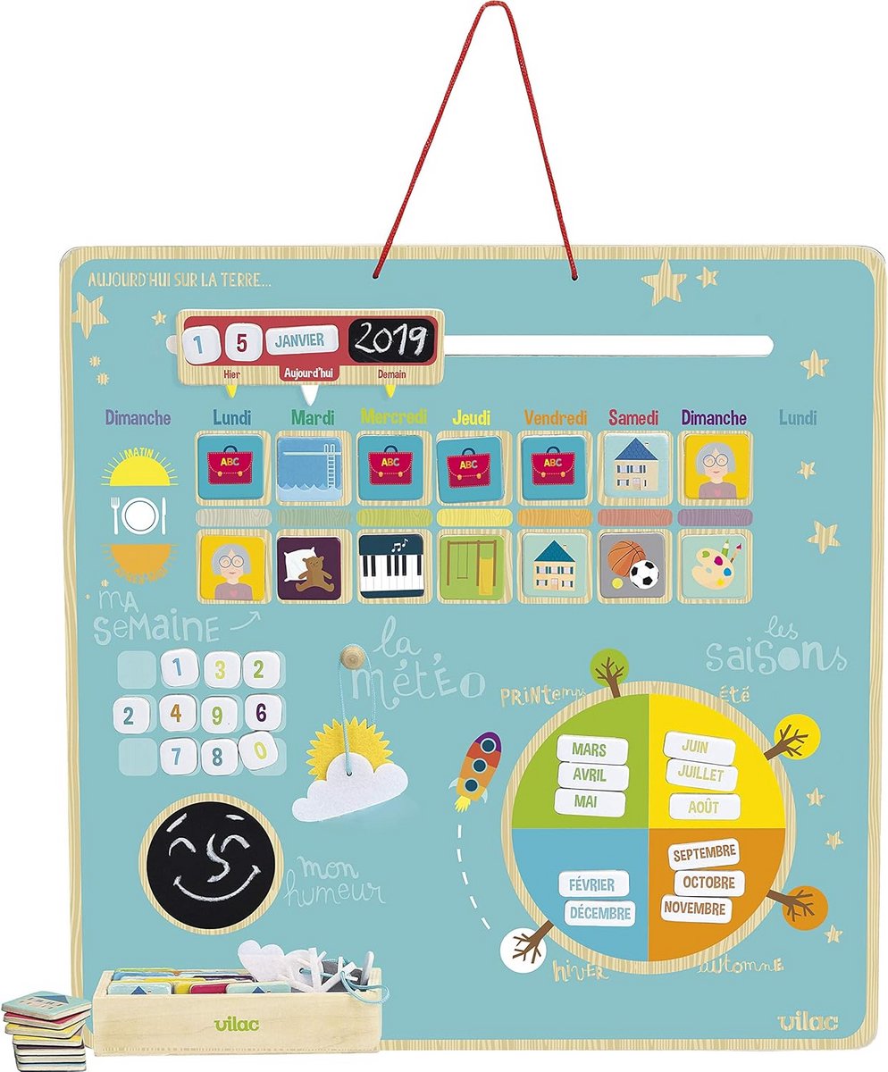 Houten Weekplanner voor Kinderen: Dagen, Maanden, Seizoenen en Weer Leren