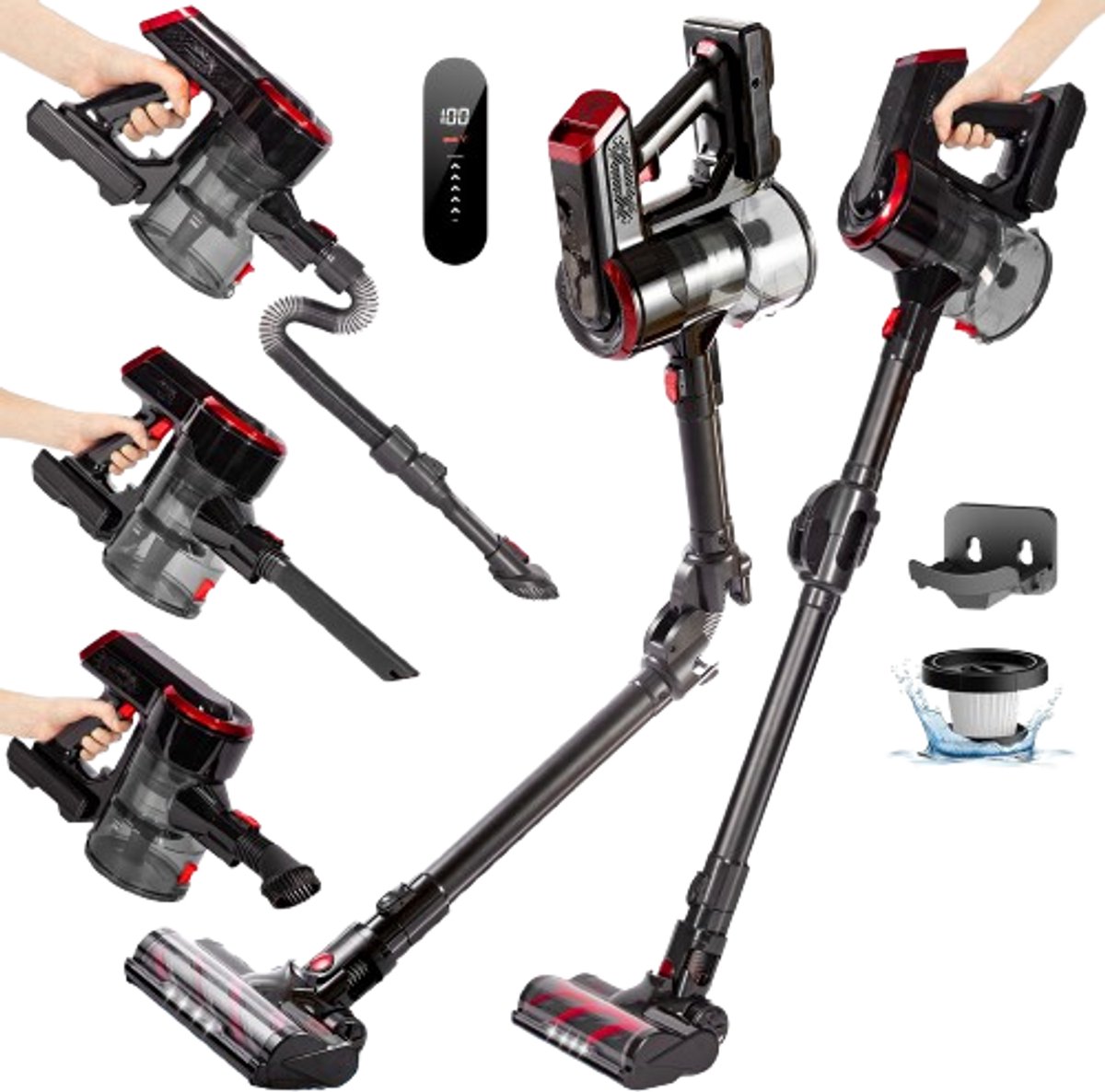 AG4000 Steelstofzuiger Draadloos - 5 in 1 - Stofzuiger Zonder Zak - Draadloze Stofzuigers - Steelstofzuigers - 250Watt -