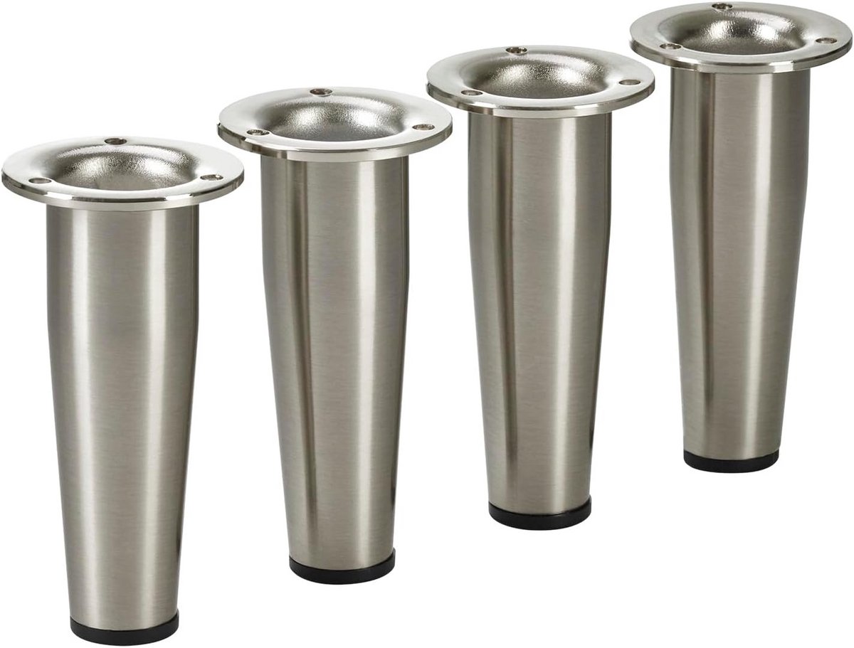 Set van 4 verstelbare meubelpoten hoogte 150 mm RVS look