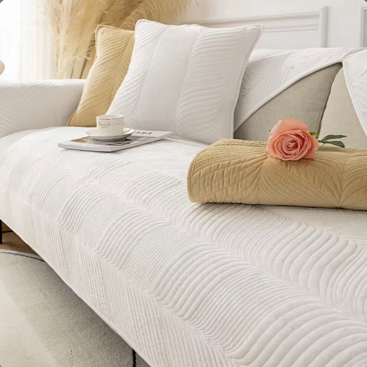 Witte Bankbeschermer Zitgedeelte – Wasbaar, Anti-Slip & Optimale Bescherming 90x180cm
