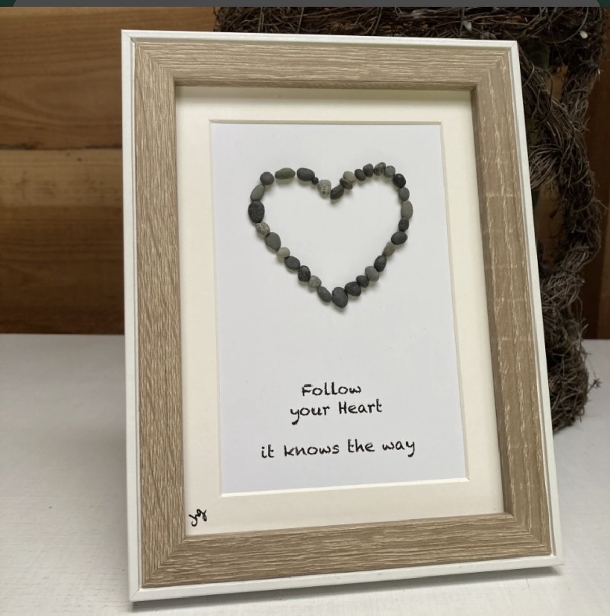 Schilderijtje 3D: Follow your heart it knows the way. 16 x 21 cm.