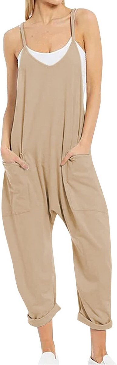 Linnen Tuinbroek Dames Zomer - Licht & Stretch Harembroek - Mouwloze Overall - Oversize - Grote Maten - Vrijetijdsbroek