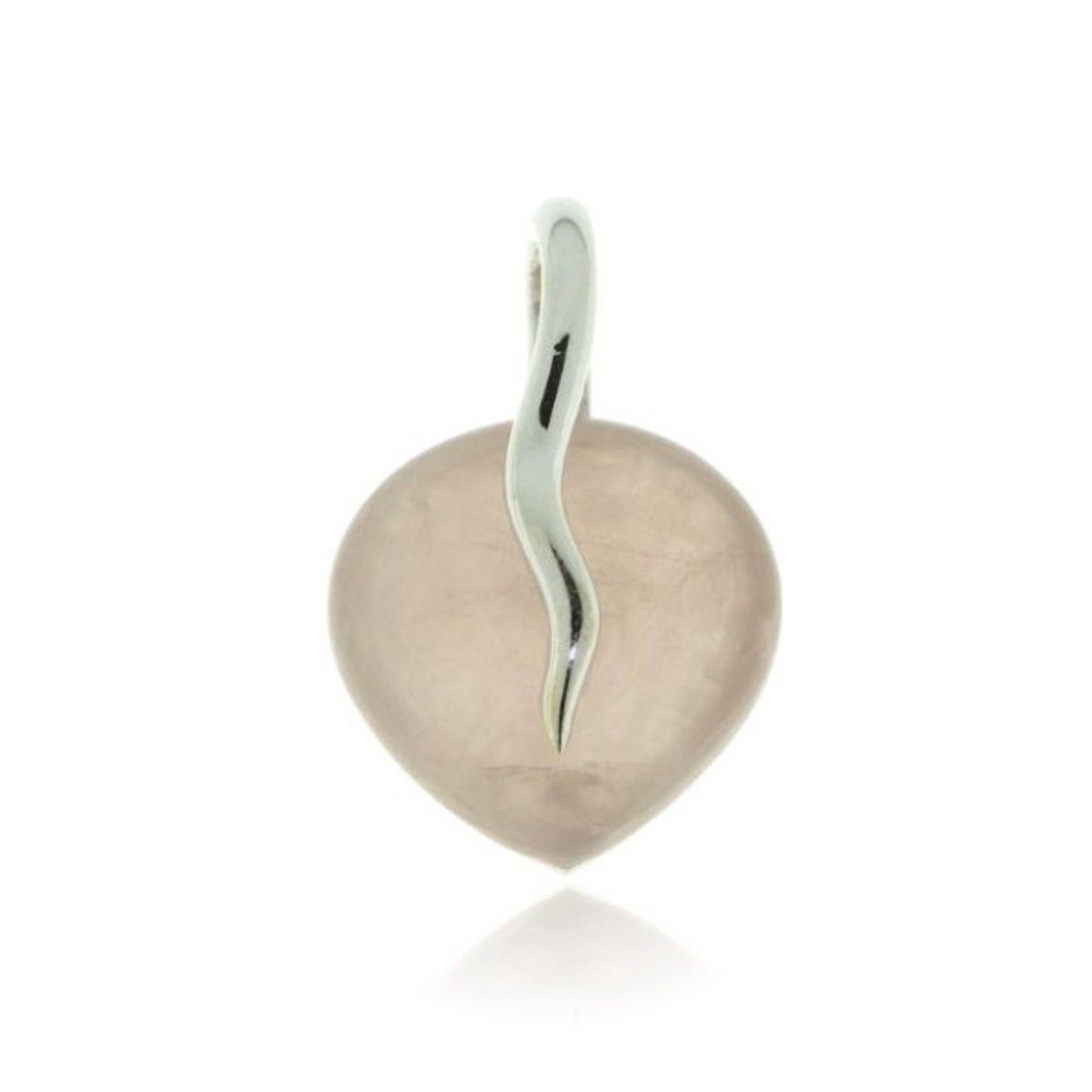 SilverGems Zilveren hanger met cabouchon geslepen druppel vormige Rozenkwarts edelsteen