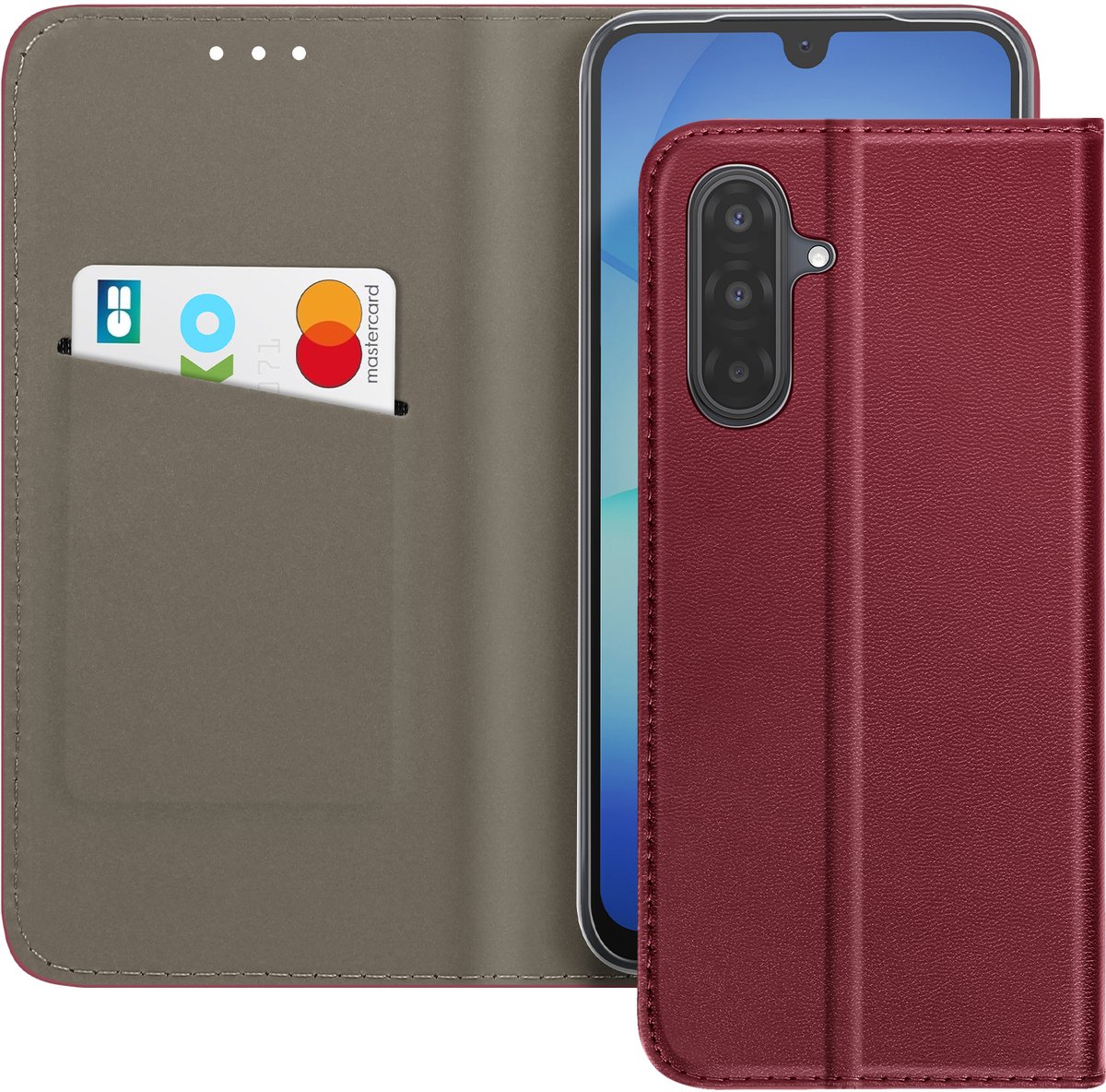 Avizar Hoesje geschikt voor Galaxy A17 - Wallet Case met Pasjeshouder & Stand, Bordeaux