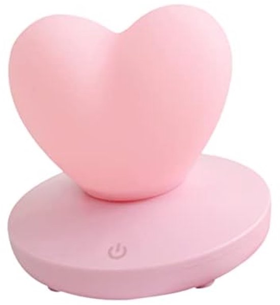 Hartvormig Creatief Kindernachtlampje Oplaadbaar Nachtlampje Voor De Babykamer Nachtlampje Naast Het Bed Led-kinderlampje，10*10*9cm，roze van Merkloos — afbeelding 2