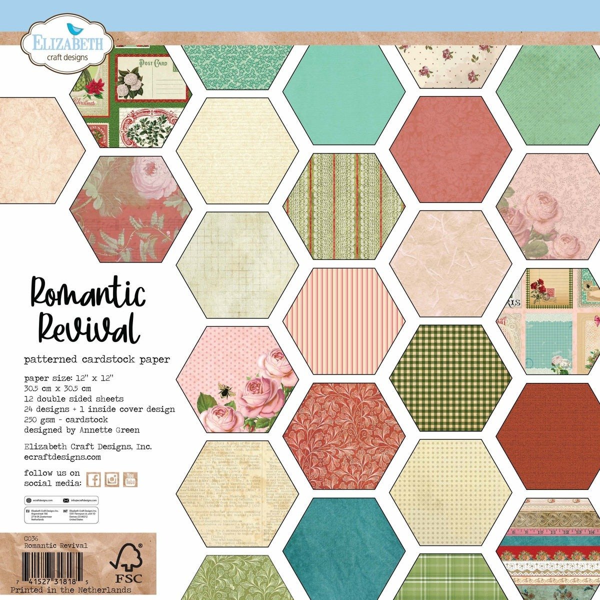 ECD papierblok Romantic revival 12x12 dubbelzijdig