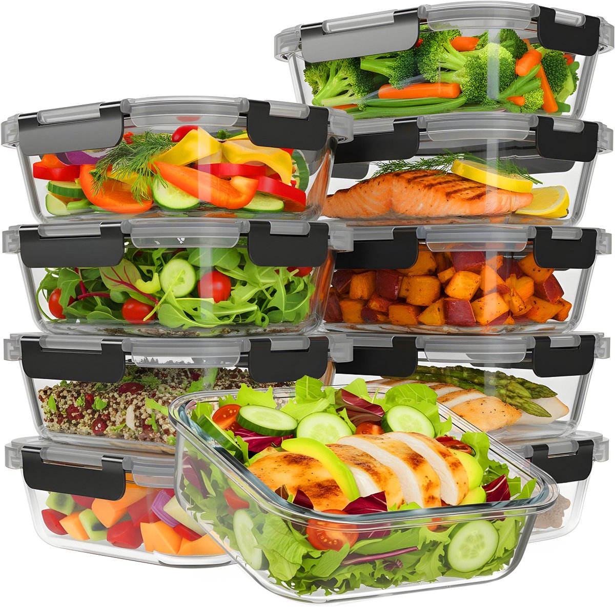 KitchenBrothers Meal Prep Bakjes Glas 10-stuks