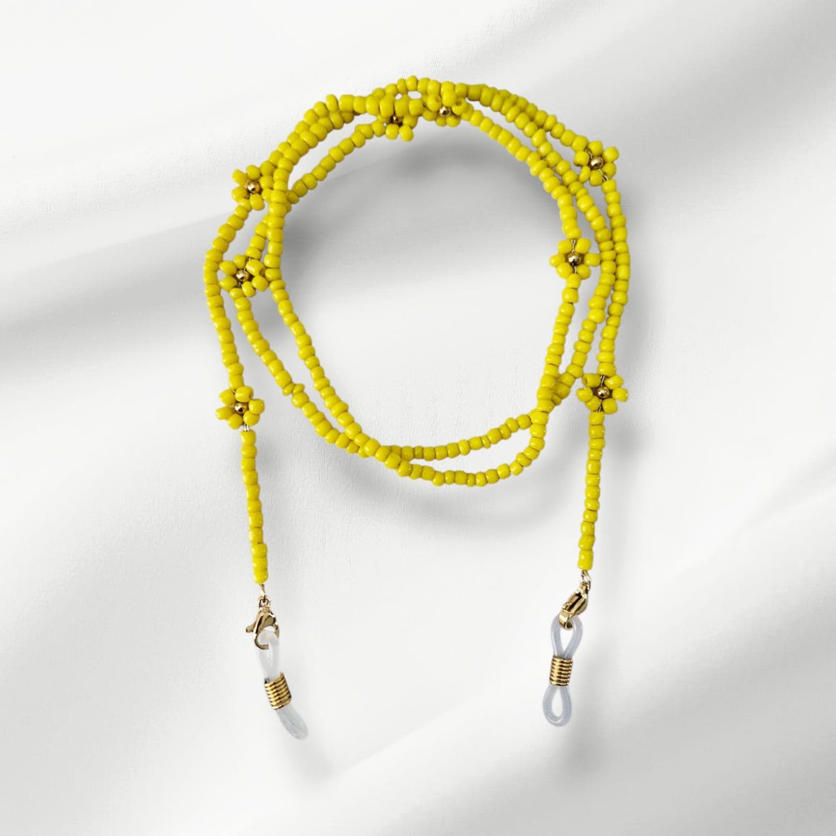 Brillenkoord Kraaltjes geel met bloem | Youhomy accessoires Brillenkoord Cadeau voor meisjes | Brillenkoord dames Chain glasses | Sinterklaas cadeau| Verjaardag cadeau