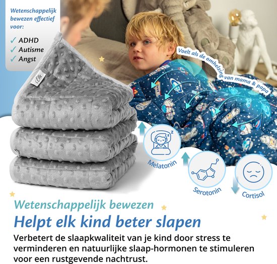 Ella Verzwaringsdeken Kind 2,4kg - Fleece OEKO-TEX Zwaartedeken 90 x 120cm - Weighted Blanket - Verzwaarde Deken