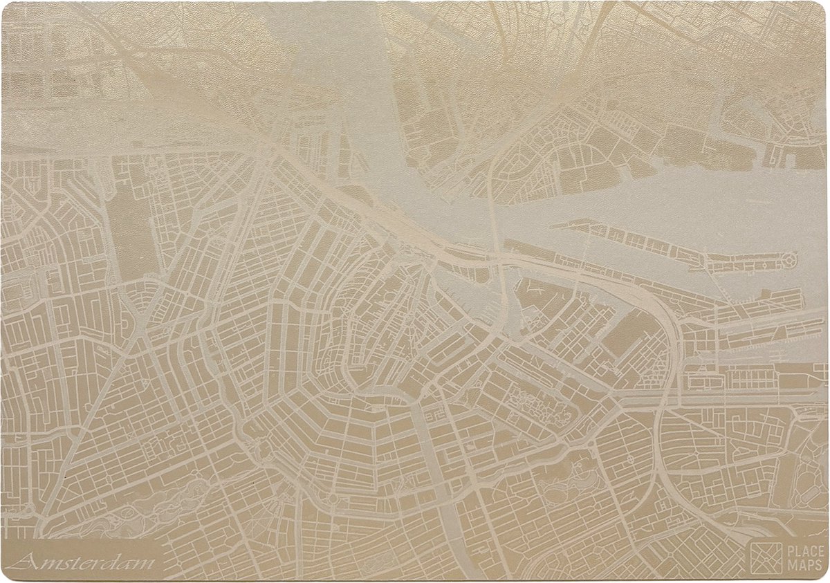 Place Maps Gegraveerde Kunstlederen Placemat Amsterdam Champagne 1 stuk