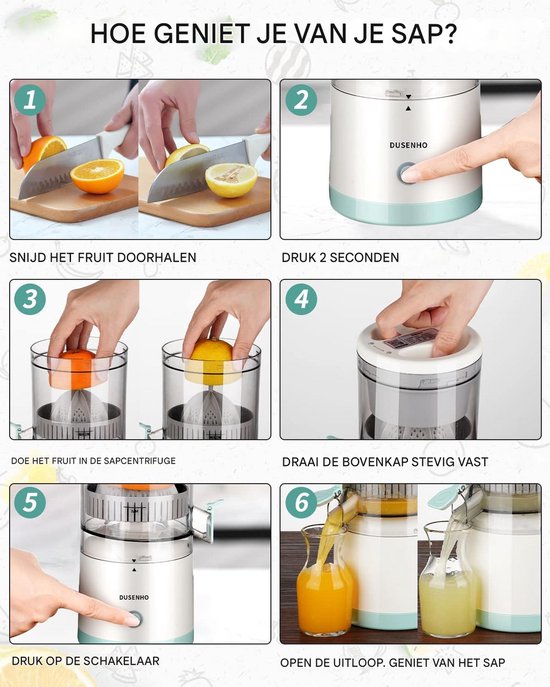 longziming -Elektrische Citruspers met USB-oplading - Draagbare Sapmaker voor Sinaasappels, Citroenen en Limoenen - Krachtige Automatische Juicer met Afneembare Perskegel voor Vers Sap Thuis, op Reis of op Kantoor van longziming — afbeelding 5