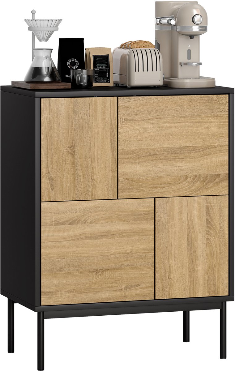 HOMCOM Dressoir - MDF, spaanplaat - 60x35x78cm - Zwart