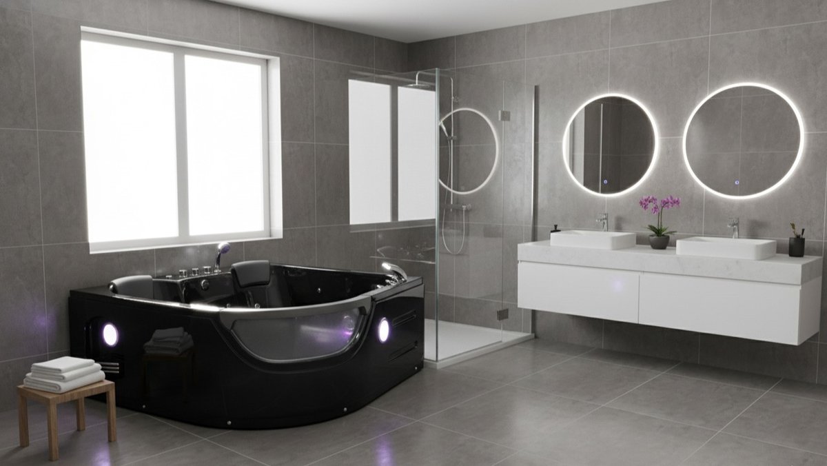 Whirlpool Badewanne 2 Personen mit Massagedüsen & - afbeelding 2