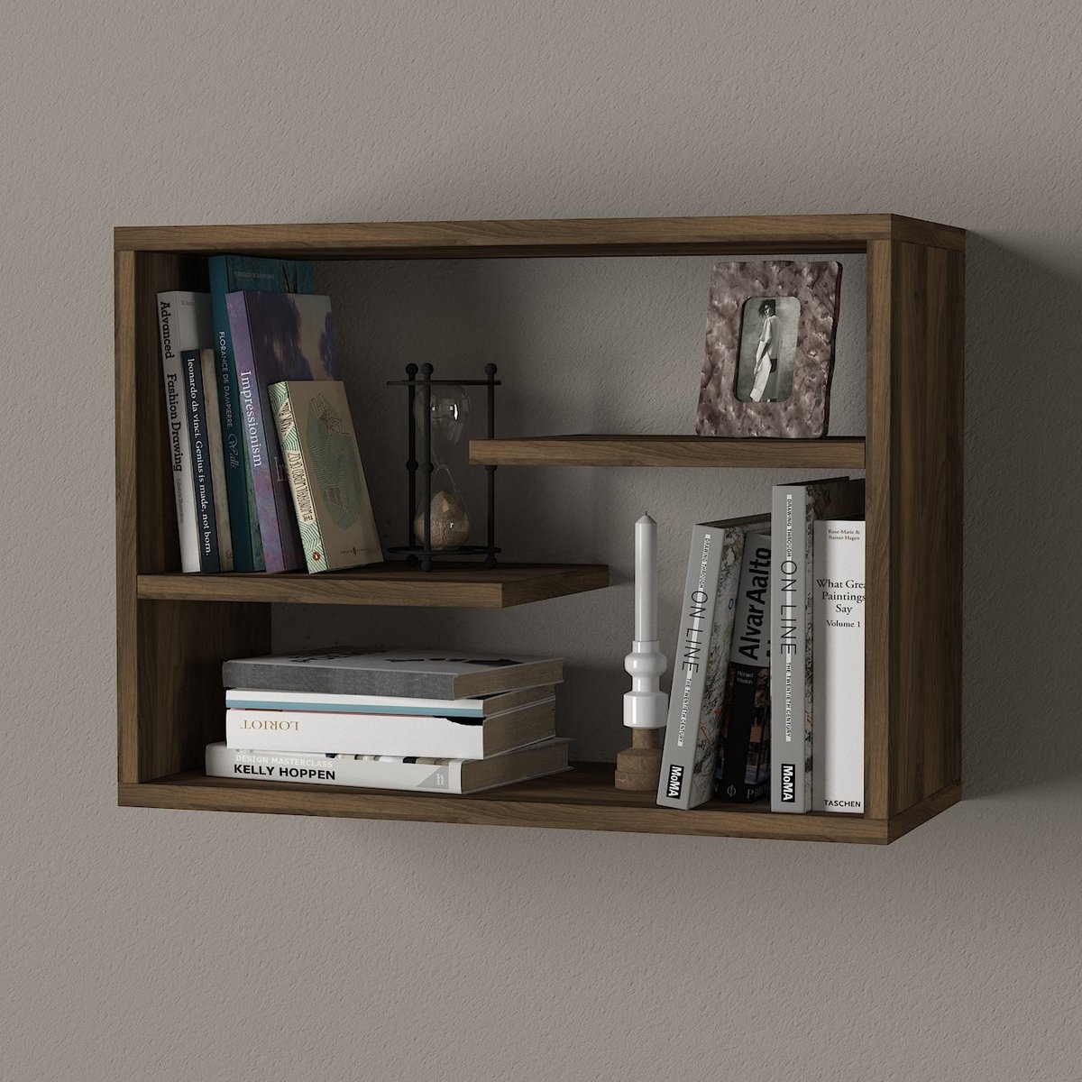 Skye Decor , Wandplank, Tino - Walnut, Gemelamineerde spaanplaat, Walnoot, 60 x 19,5 x 44 cm Okkernoot