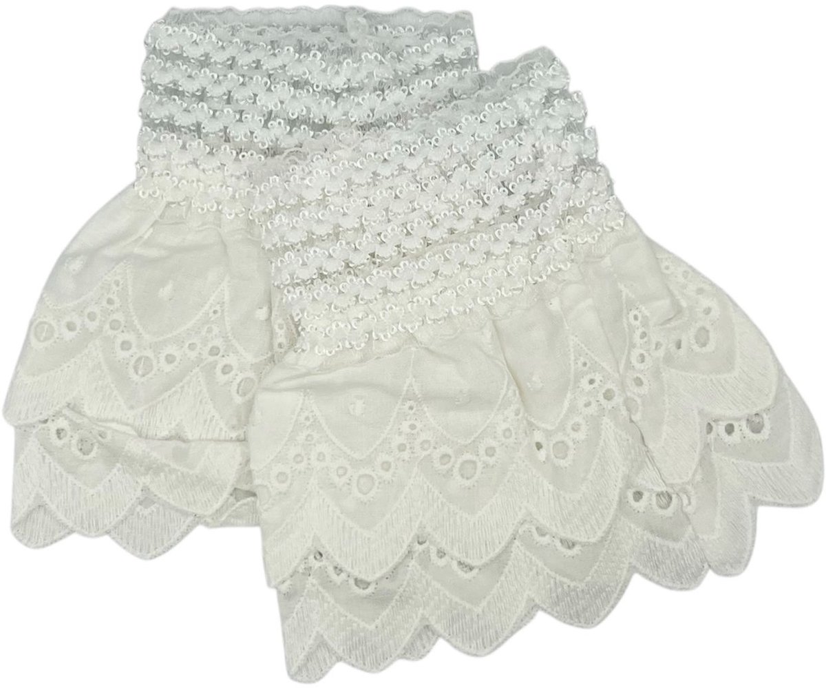 Witte embroidery manchetten - mouwtjes - met elastiek - rekbaar