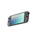 Een Nintendo Switch met een heldere screenprotector die deels is aangebracht.