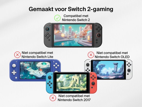 Compatibiliteit van de Nintendo Switch 2 screenprotector met verschillende Nintendo Switch modellen.