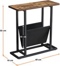 Afmetingen bijzettafel: H 55cm, B 49cm, D 19cm. Zwart frame, houtkleurig blad.