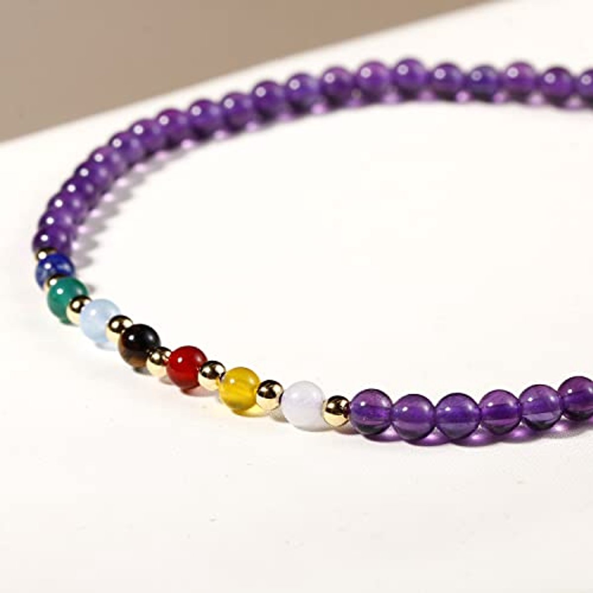 Chakra Enkelbandje Armbanden - Voet Healing Kristallen en Lava Rock voor Meditatie en Yoga