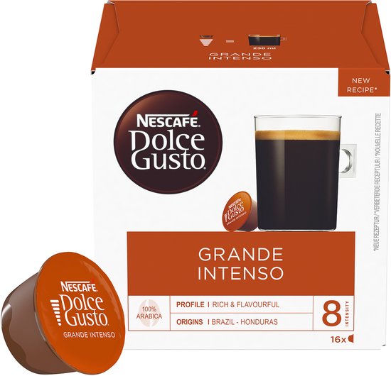 Coffee capsules NESCAFÉ® Dolce Gusto® Grande Intenso, 16 koffiecups.
