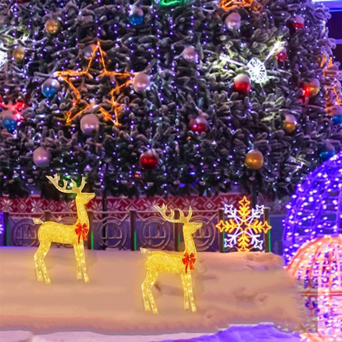 Kersthert Licht - LED Buitenverlichting Hert Figuur - Helverlicht Acrylaten Decoratie - Voor Tuin, Gazon en Sfeerverlichting - Feestelijke Buiten Decoratie - Voor Huiseigenaren en Tuinliefhebbers - Kerstversiering- 3 Stuk – foto 3