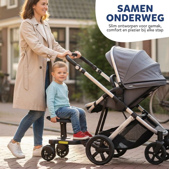 SleepyKids® Meerijdplankje - Zitje - Universeel - Kinderwagen & Buggy van Merkloos — afbeelding 2