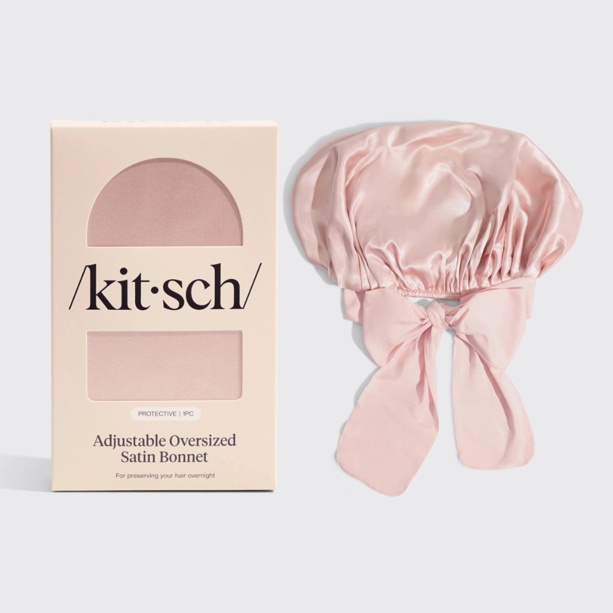 Kitsch Oversized Satin Bonnet - Satijnen Slaapmuts - Anti-Frizz & Bescherming Tegen Haarbreuk - Roze
