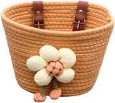 Hrippy Gevlochten fietsmand van katoenen touw, opbergmand voor stuur, leuke accessoires voor fiets, scooter, kinderfiets, loopfiets