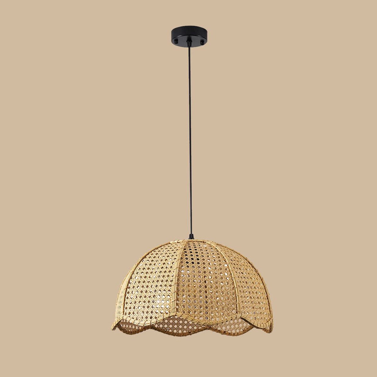 Hana Rotan Kroonluchter Natuurlijk 40×80 cm – Boho hanglamp rotan naturel voor woon- of eetkamer