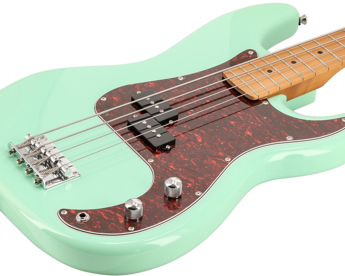 Elektrische basgitaar met gigbag Fazley Sunset Series Piranha 4 Surf Green