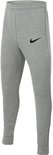 Grijze joggingbroek van Nike met zwarte swoosh en elastische enkelboorden.