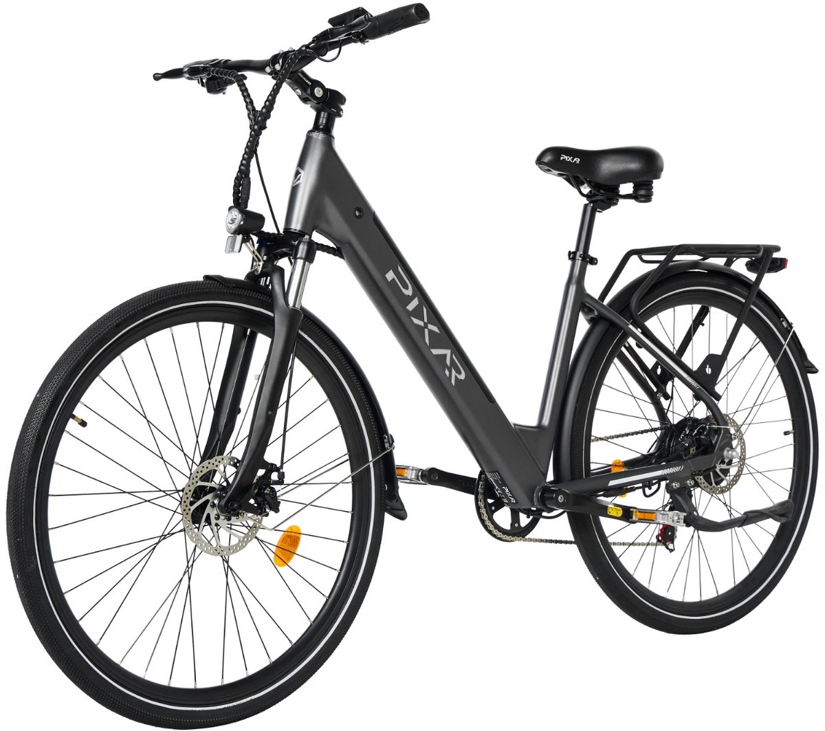 Pixar City1 Elektrische Fiets - 36V 10,4Ah Accu - 250W Motor - 700*40C Banden -45 km Bereik - Shimano 7-speed - Zilver - Pixar - €879,00