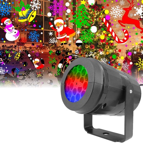 Projecteur Laser De Noël à Motifs Flocons De Neige - 16 Motifs, Rotatif, LED étanche