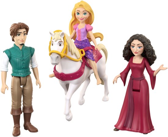 Rapunzel op paard, Flynn Rider en Moeder Gothel